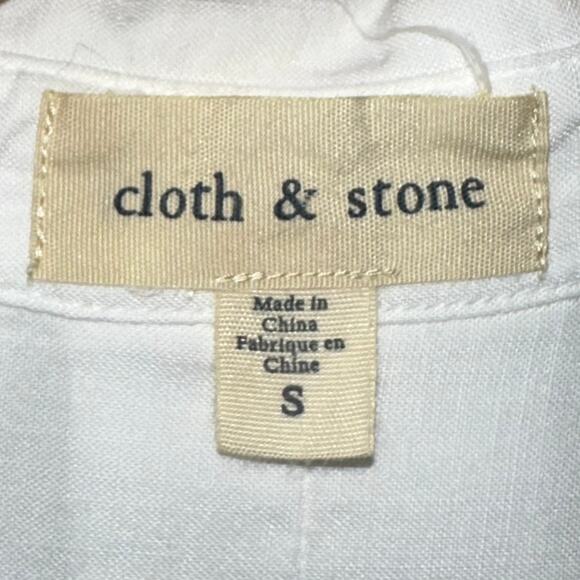 Anthropologie Cloth & Stone White Split Hem Tencel Lindsay Button Up Shirt Small - Picture 3 of 14
